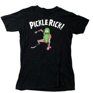 Rick & Morty Mens T-Shirt Medium Pickle Rick Black Graphic Tee Casual Classic